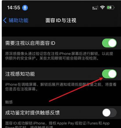 东升镇苹果14维修网点分享iPhone14注视感知功能有什么用 