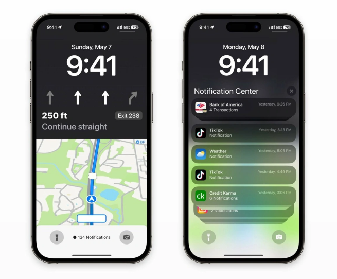 东升镇苹果维修服务分享iOS17锁屏地图导航半屏显示长什么样 